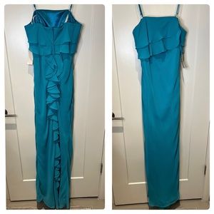 NWT Badgley Mischka Back Ruffle Gown
